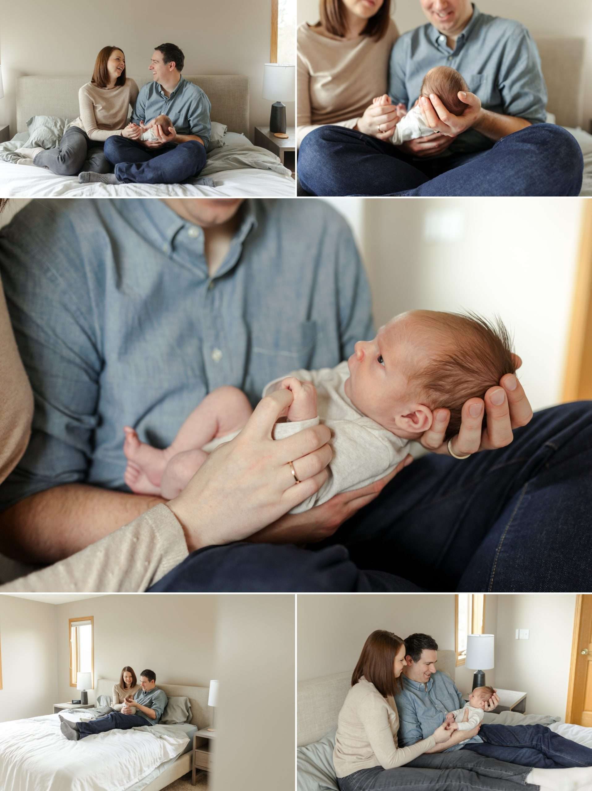 couple posing with their newborn baby boy in shoreview, mn
