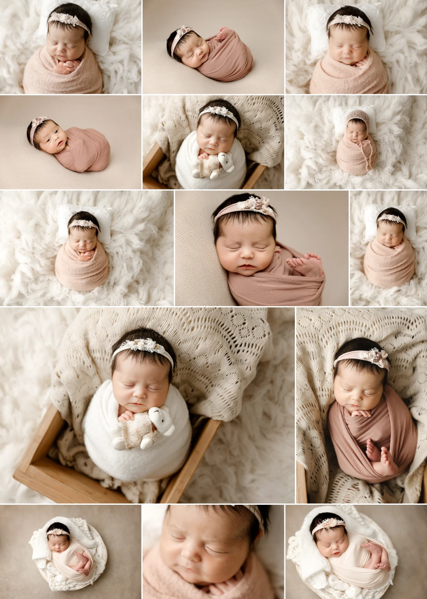 posed newborn baby girl in the studio with dayton mn newborn photographer