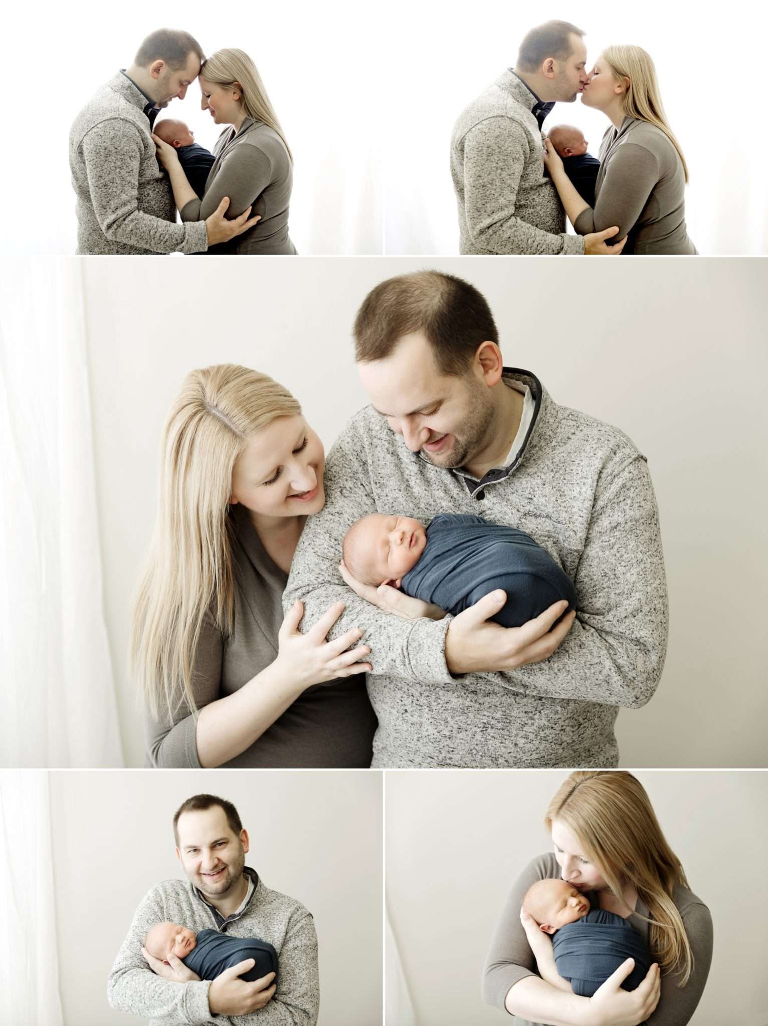 posed newborn and family photos in the studio