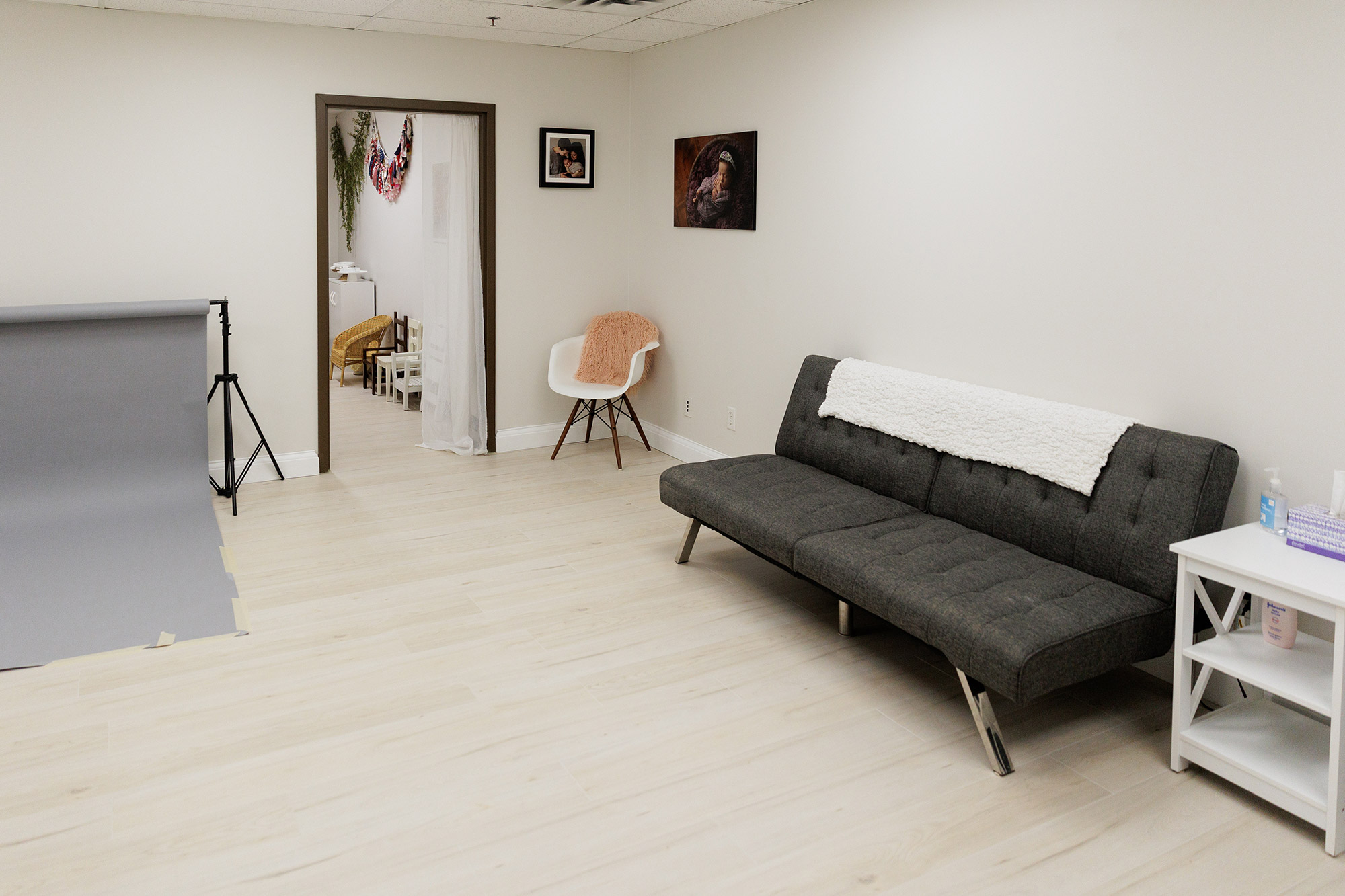 client seating area in portrait studio in minneapolis mn