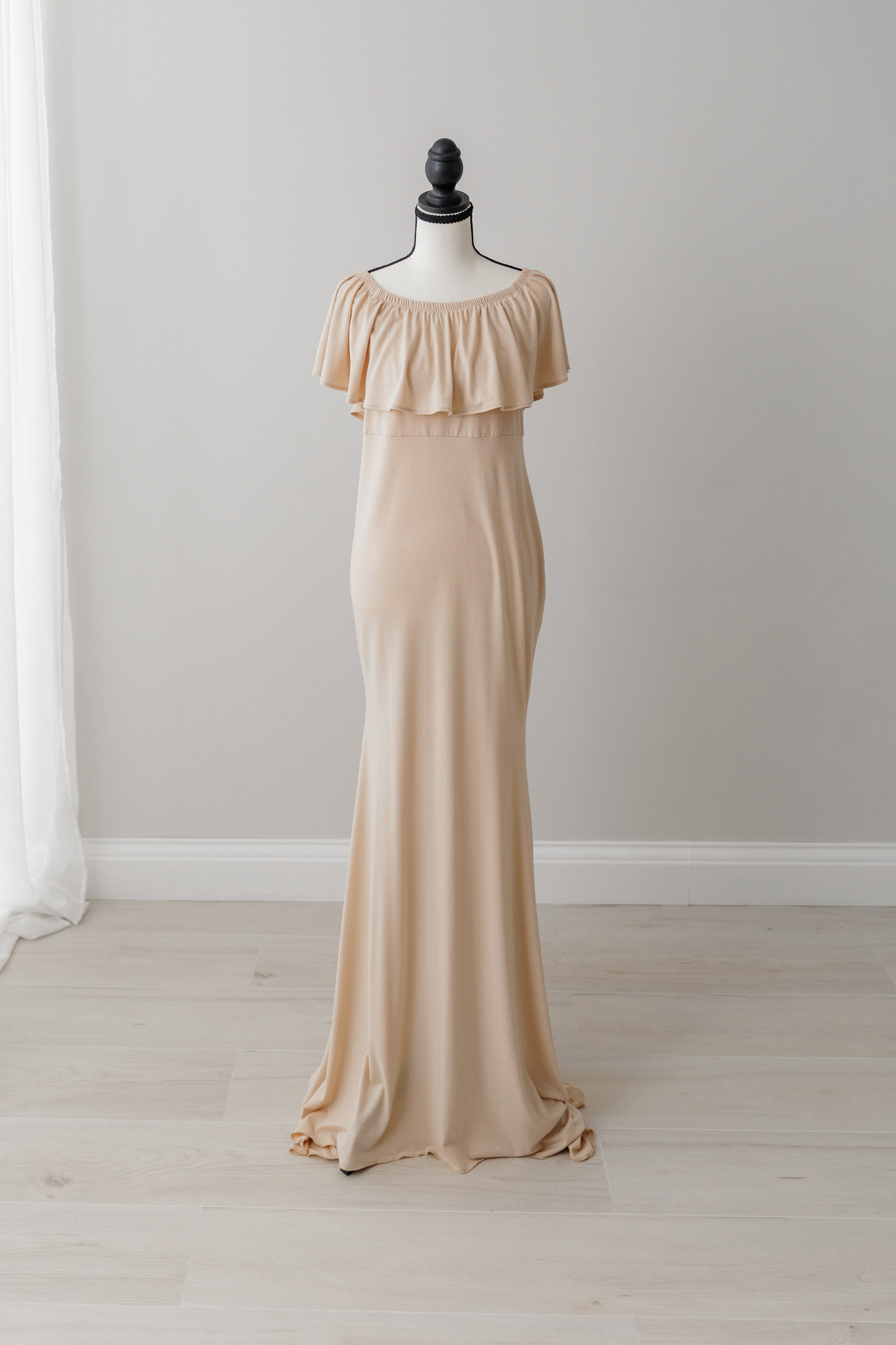simple beige maternity gown